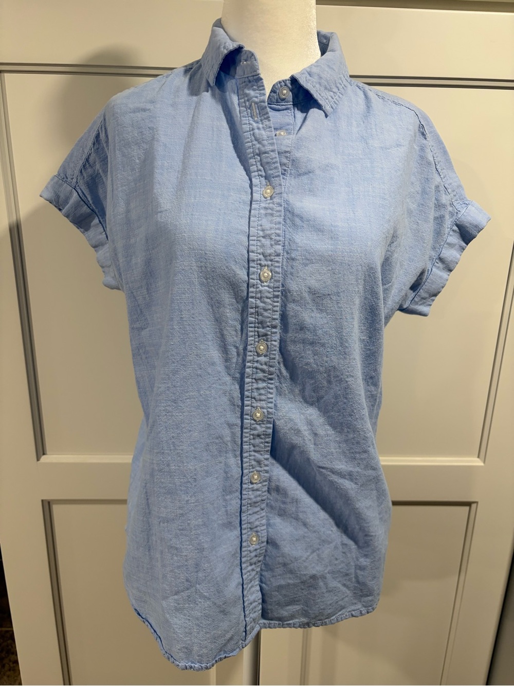 Goodthreads Light Blue Short-Sleeve Women’s Button-Down Casual Shirt